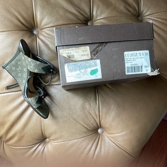 LLOUIS VUITTON LUCIE WEDGE MULES SIZE9 Mini Monogram LaceUp Wedge Sandals… - Picture 5 of 5